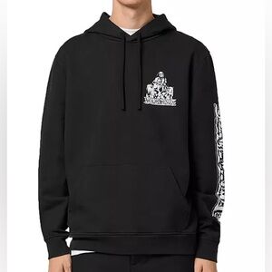 Allsaints troglodyte men’s graphic hoodie size large black